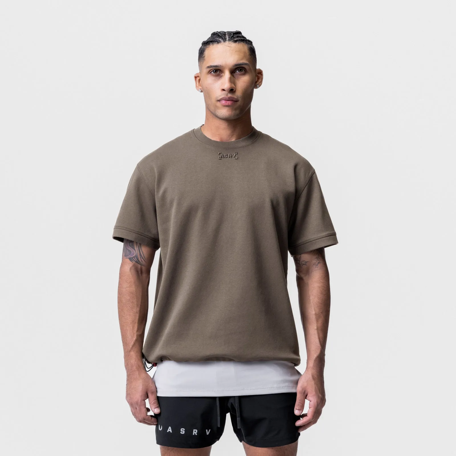 0734. CottonPlus™ Heavyweight Oversized Cinch Tee - Deep Taupe