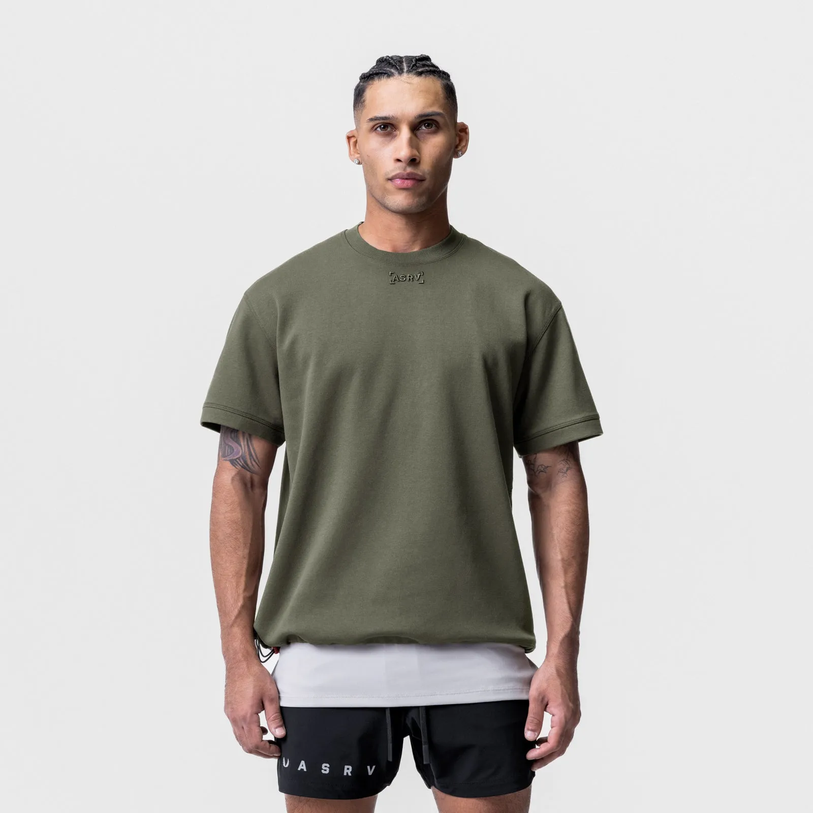 0734. CottonPlus™ Heavyweight Oversized Cinch Tee - Olive