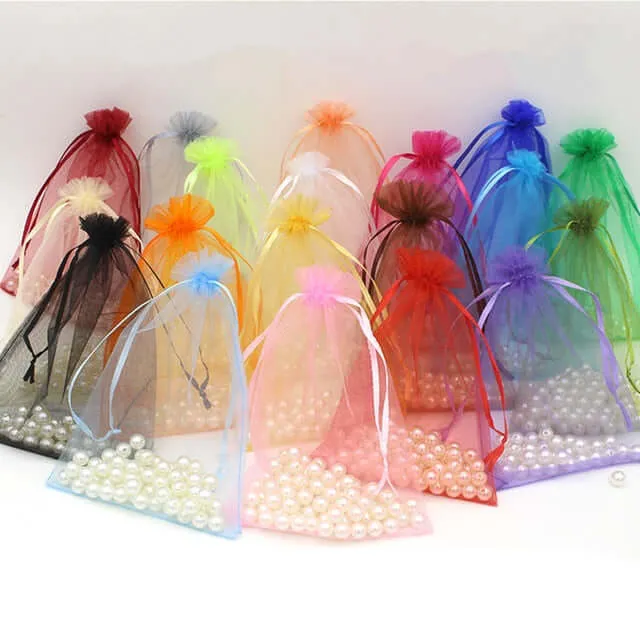 10 Pack 6"x9" Fuchsia Organza Drawstring Wedding Party Favor Bags