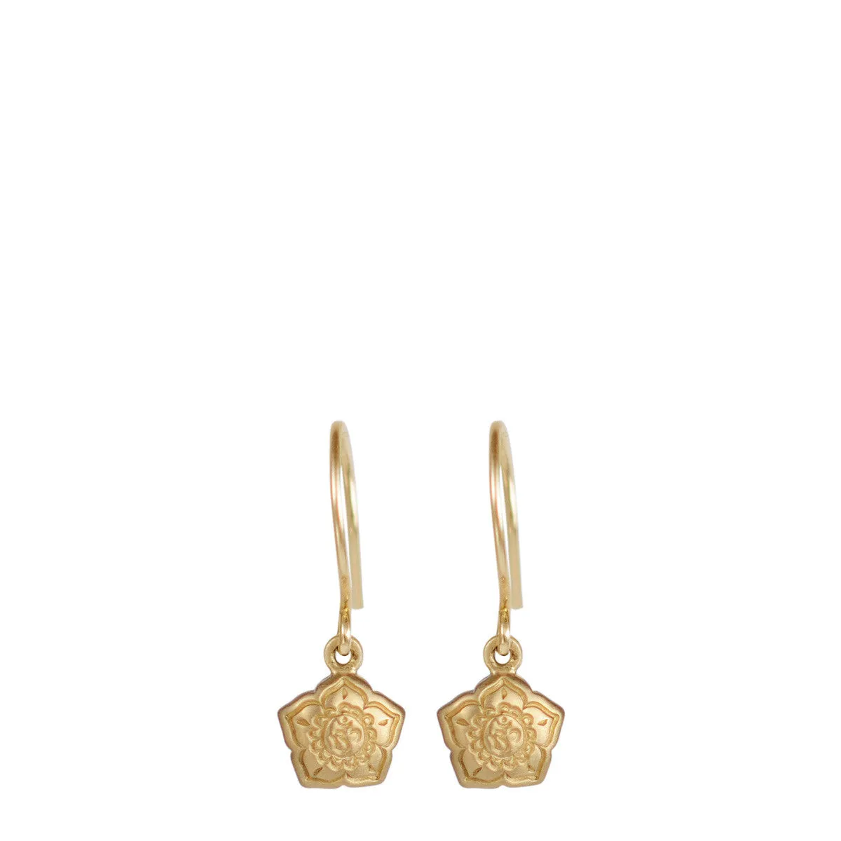 10K Gold Small Om Flower Earrings