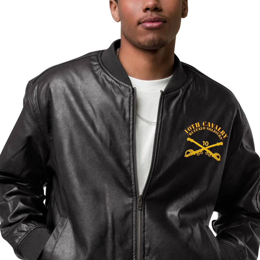 10th Cavalry with Sabers - Leather Bomber Jacket