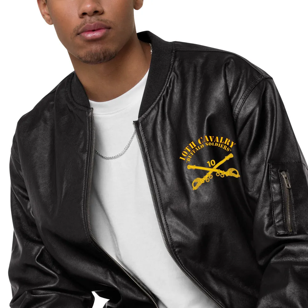 10th Cavalry with Sabers - Leather Bomber Jacket