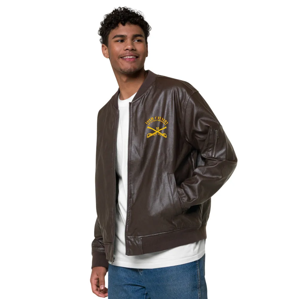 10th Cavalry with Sabers - Leather Bomber Jacket