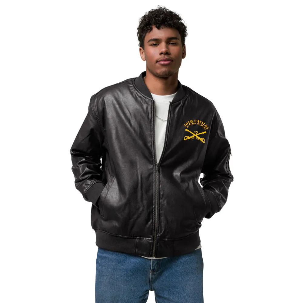 10th Cavalry with Sabers - Leather Bomber Jacket