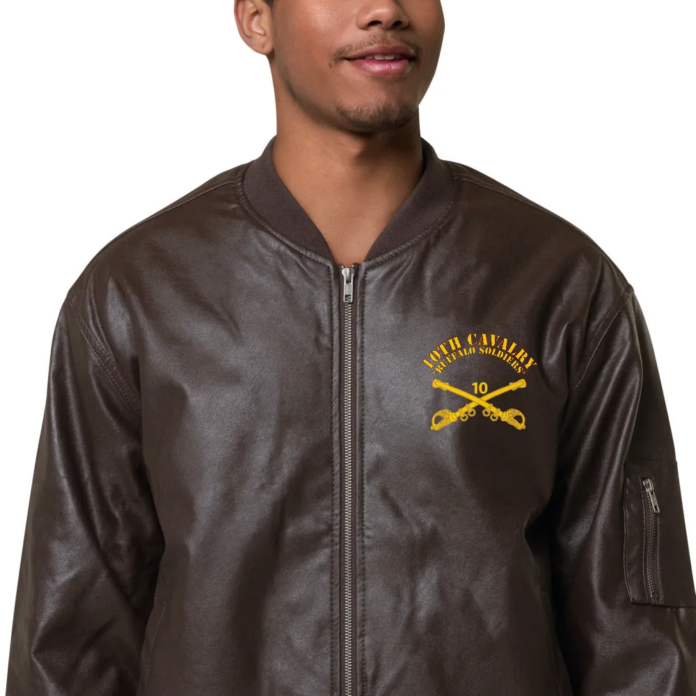 10th Cavalry with Sabers - Leather Bomber Jacket