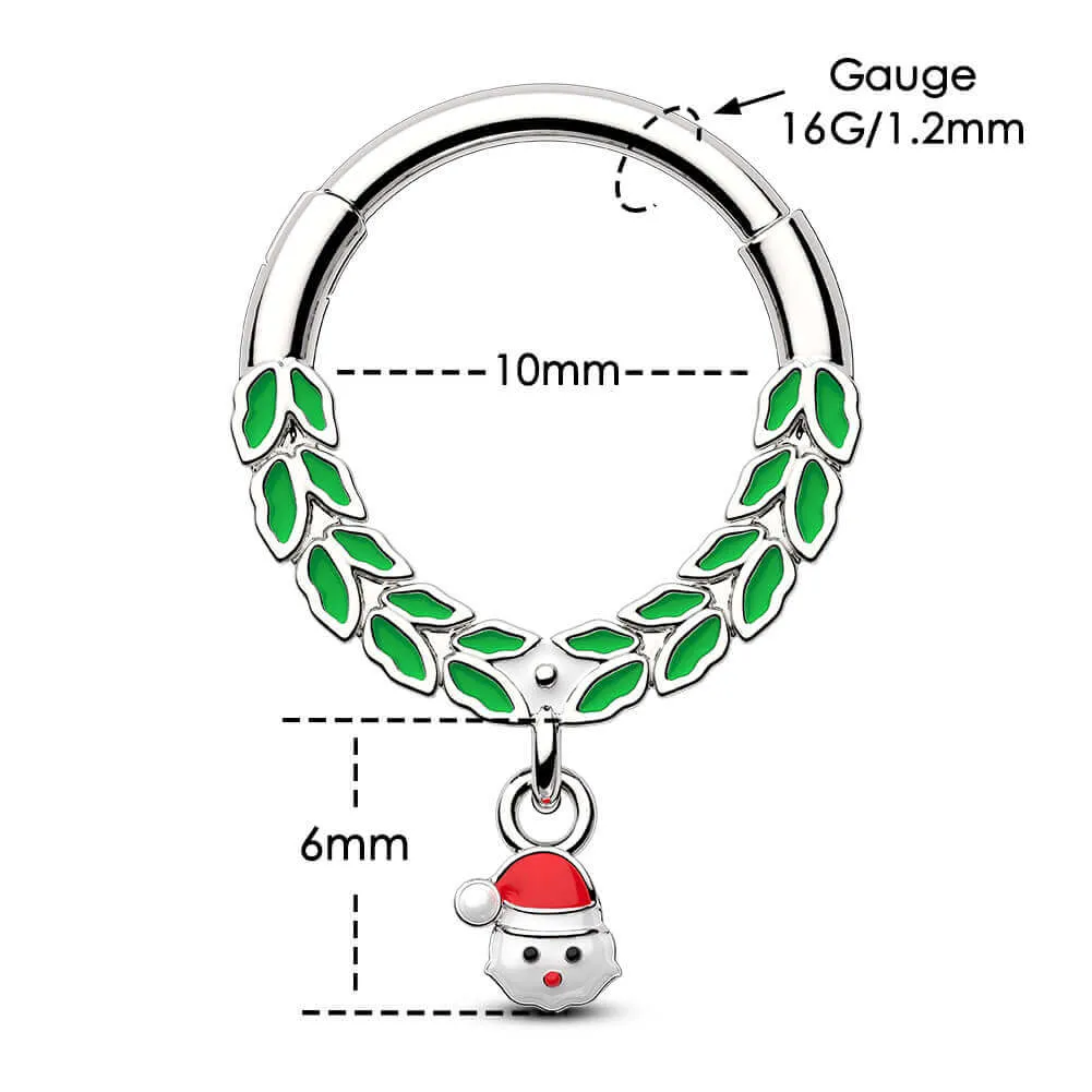 16G Christmas Santa Claus Hinged Segment Septum Ring