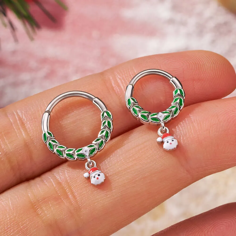 16G Christmas Santa Claus Hinged Segment Septum Ring