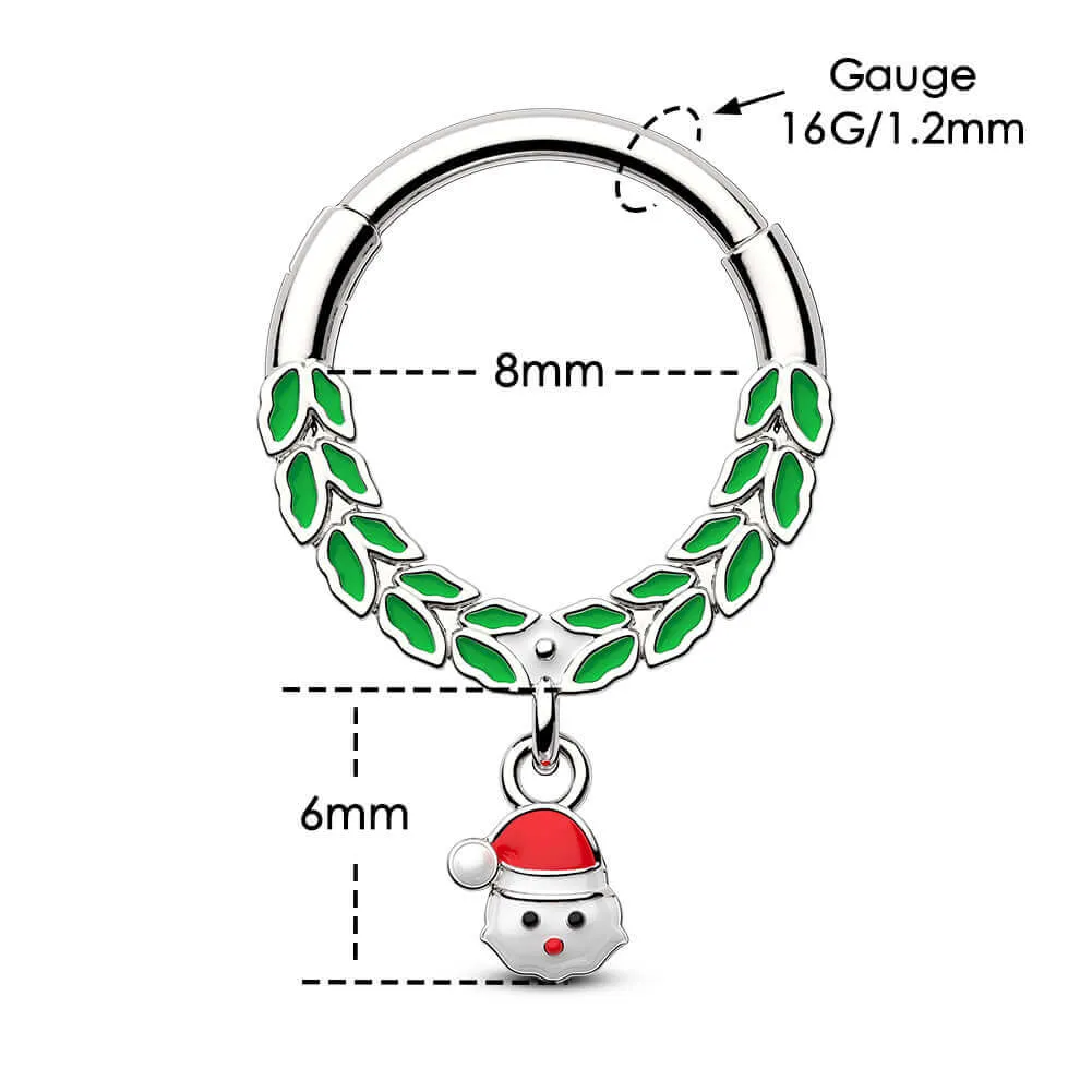 16G Christmas Santa Claus Hinged Segment Septum Ring