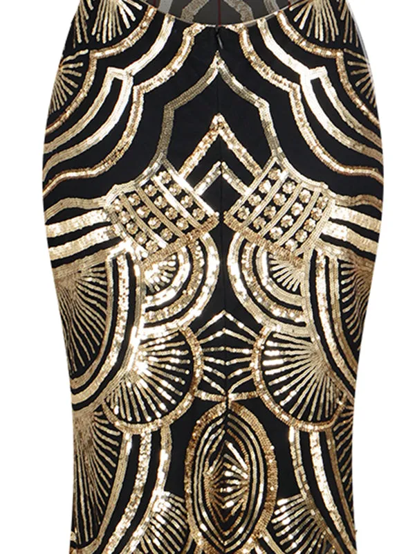 1920s Sequin Backless Formal Dress