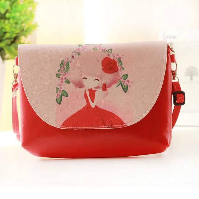 2018 Kids Shoulder Bags Children Girls Messenger Bag Cartoon Printing Princess Handbag Mini Pu