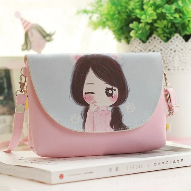 2018 Kids Shoulder Bags Children Girls Messenger Bag Cartoon Printing Princess Handbag Mini Pu