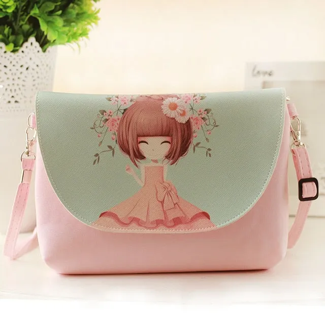 2018 Kids Shoulder Bags Children Girls Messenger Bag Cartoon Printing Princess Handbag Mini Pu