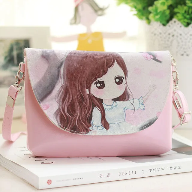 2018 Kids Shoulder Bags Children Girls Messenger Bag Cartoon Printing Princess Handbag Mini Pu