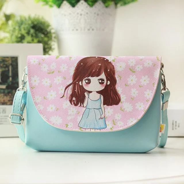 2018 Kids Shoulder Bags Children Girls Messenger Bag Cartoon Printing Princess Handbag Mini Pu