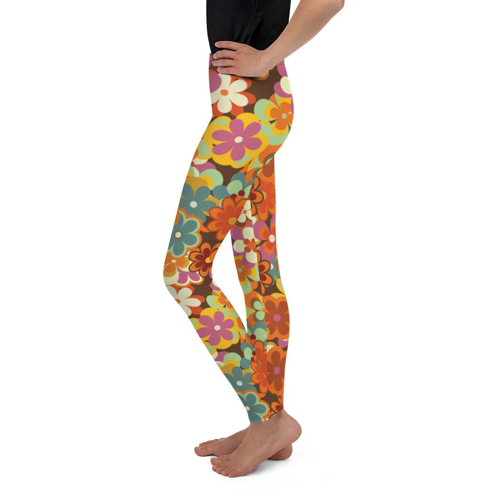 70s Flower Pattern Youth Leggings