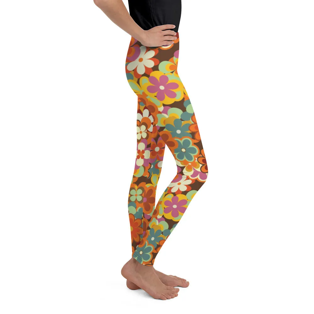 70s Flower Pattern Youth Leggings