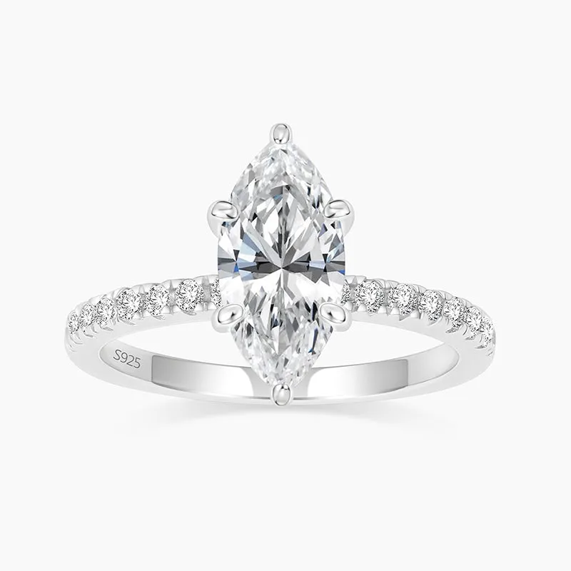 925 Sterling Silver CZ Marquise Ring