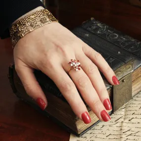 A Flirtatious Asymmetric 1980's Ruby & Diamond Cocktail Ring