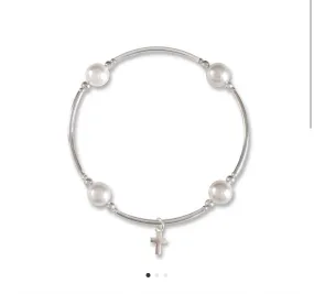 Accessories- Sterling Silver Blessing Bracelet with Cross Charm