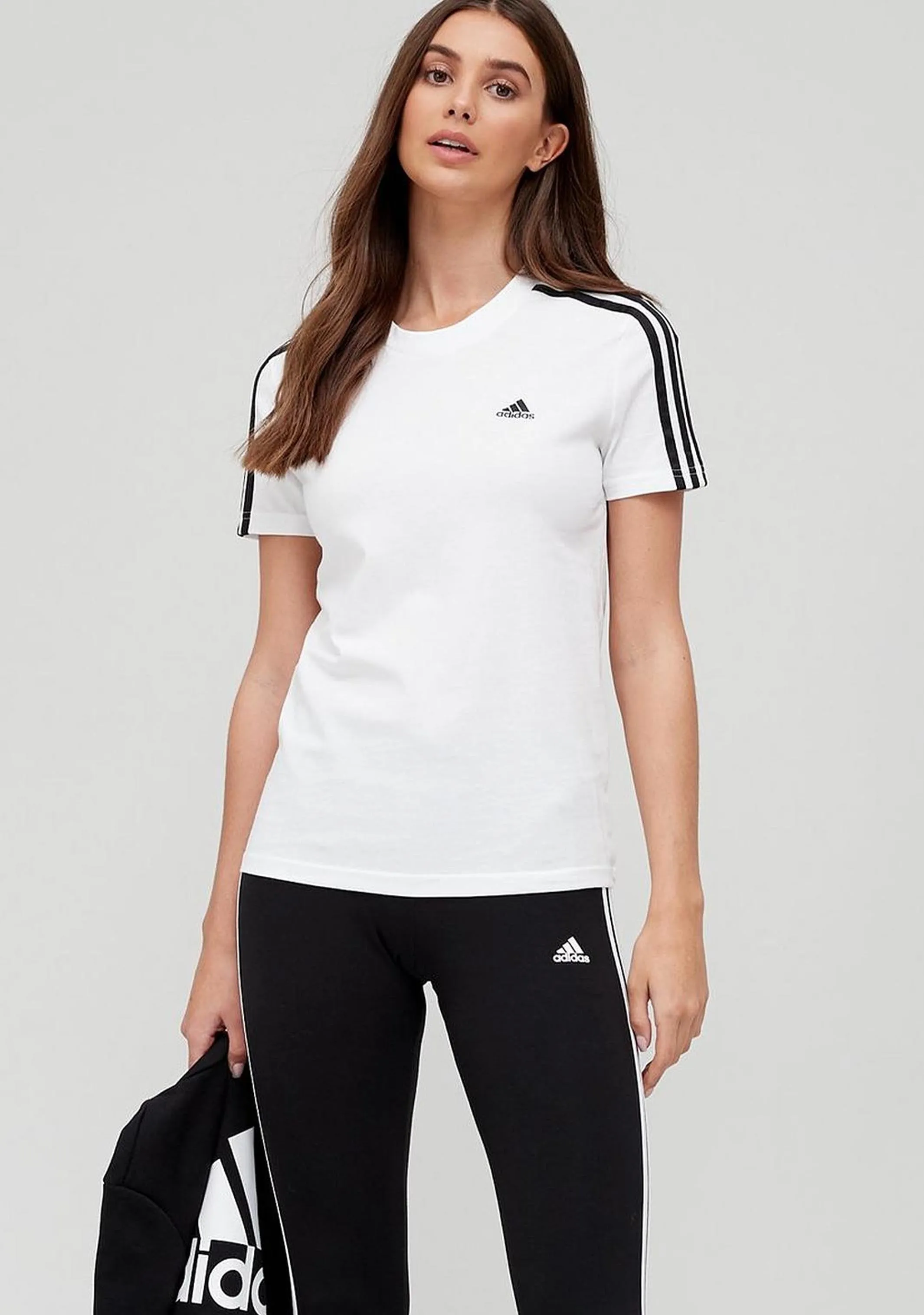 Adidas Womens Essential 3 Stripe Tee <br> H10201