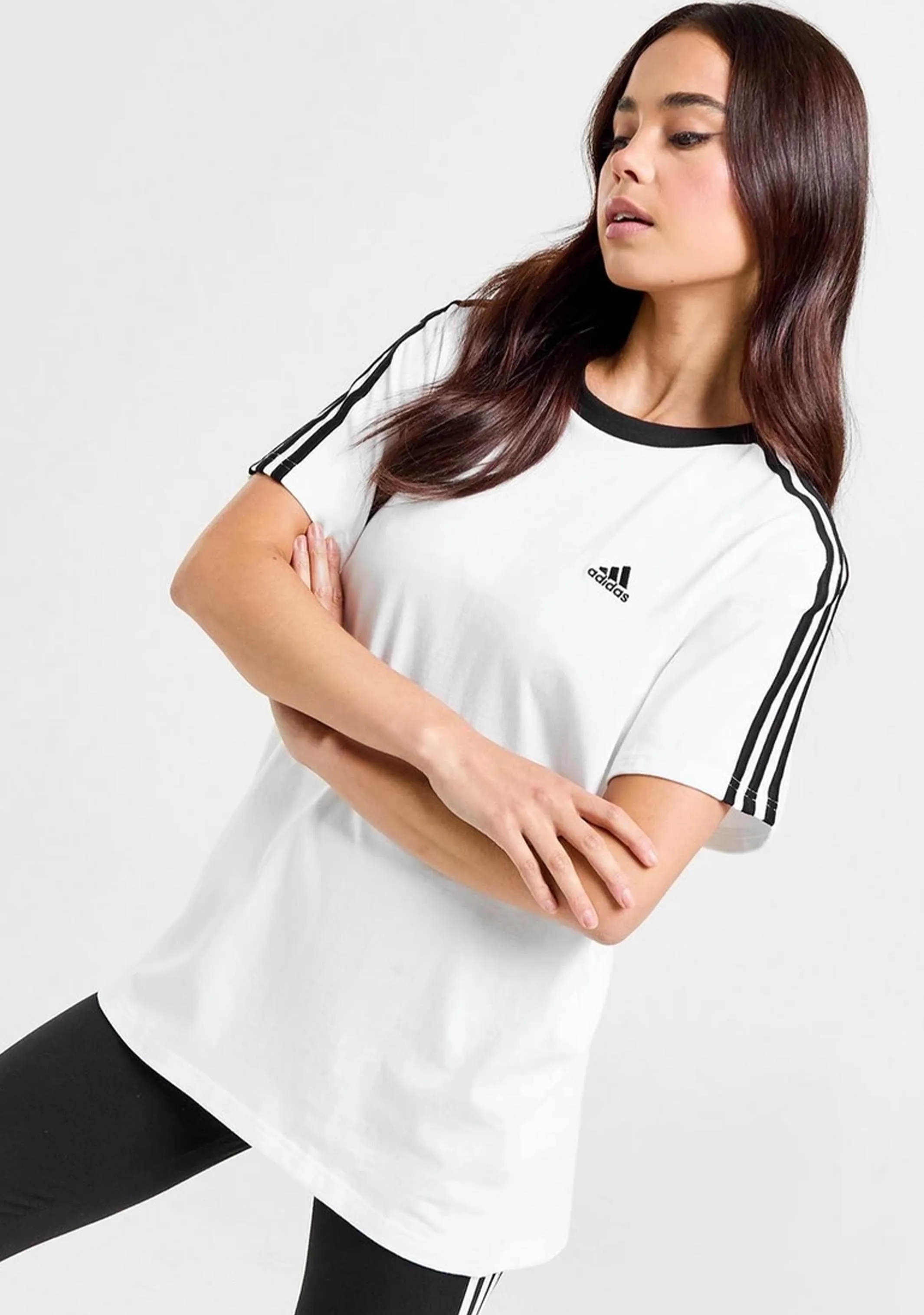 Adidas Womens Essential 3 Stripe Tee <br> H10201