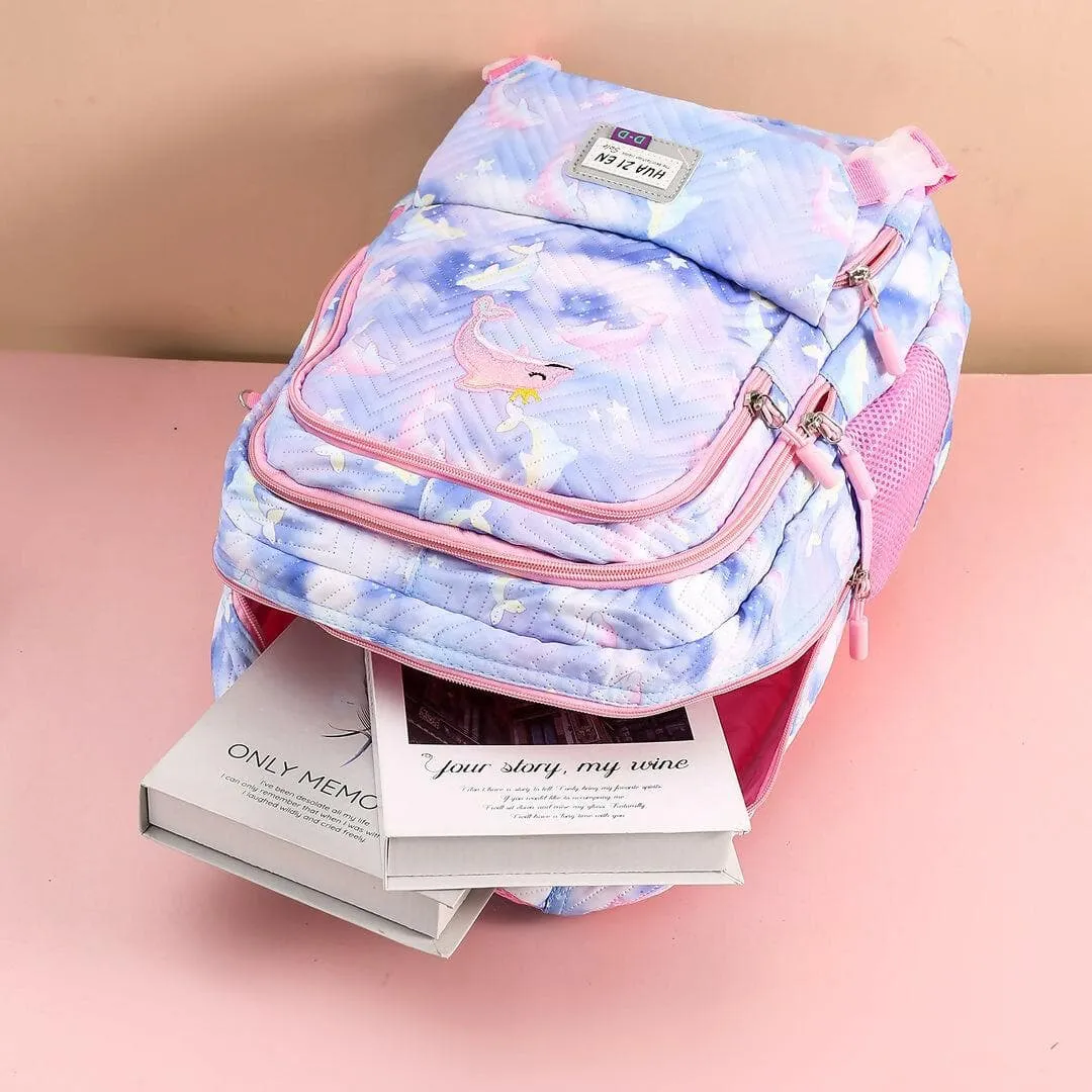 Adorable Dolphin Backpack For Cute Girls (White Pink)