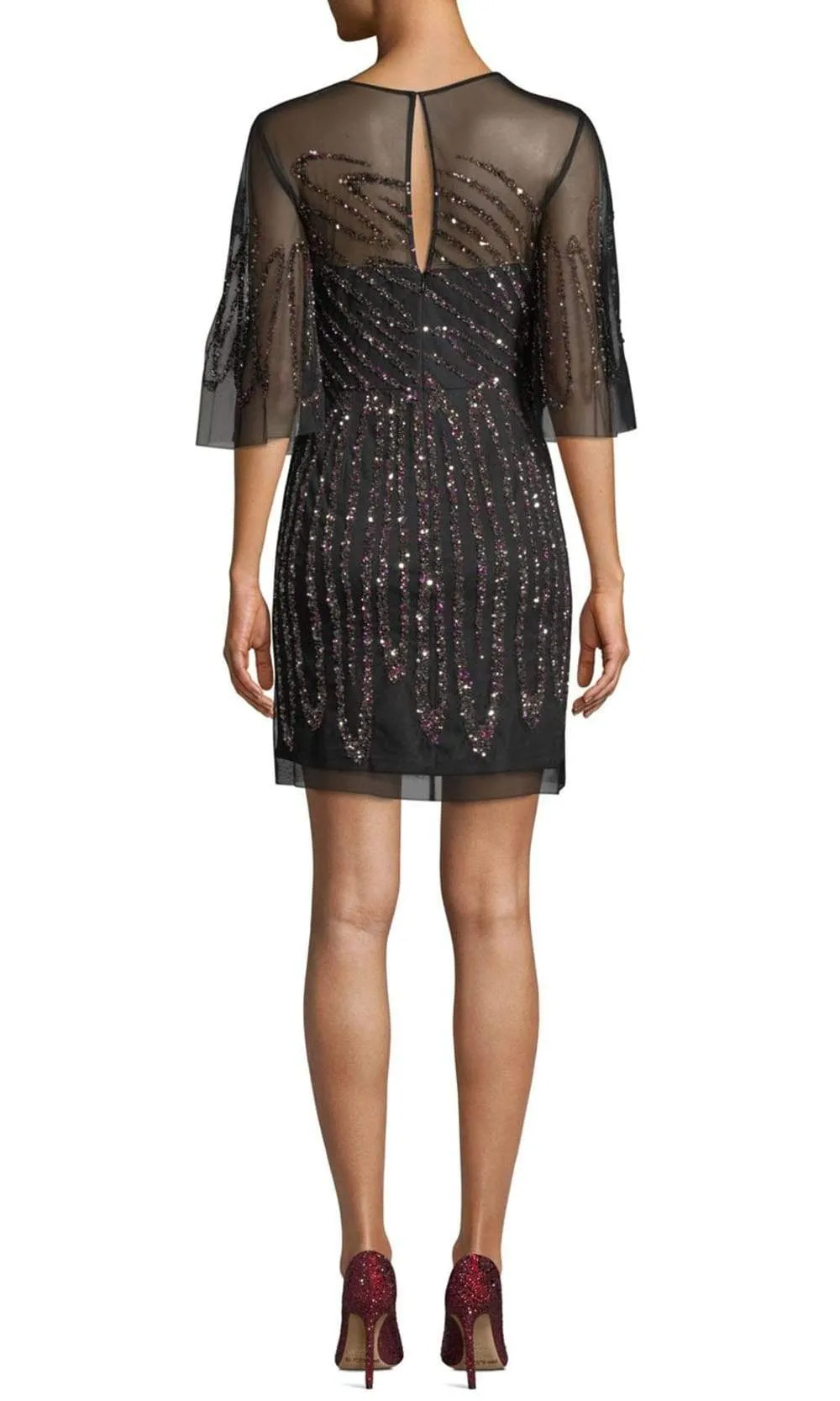 Aidan Mattox - MD1E203114 Illusion Flutter Sleeve Cocktail Dress