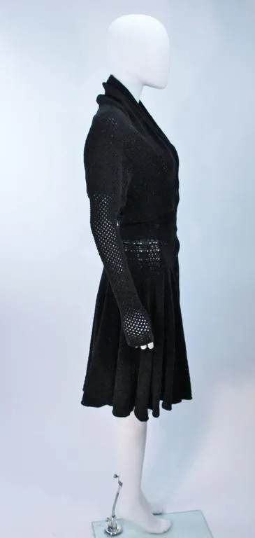 ALAÏA Vintage Black Fuzzy Stretch Dress Size XS