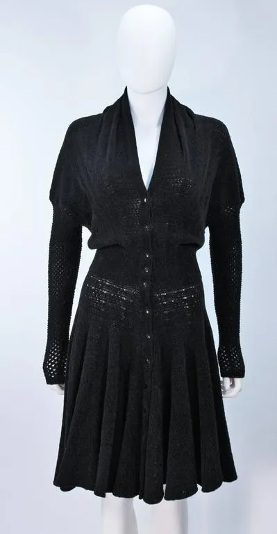 ALAÏA Vintage Black Fuzzy Stretch Dress Size XS