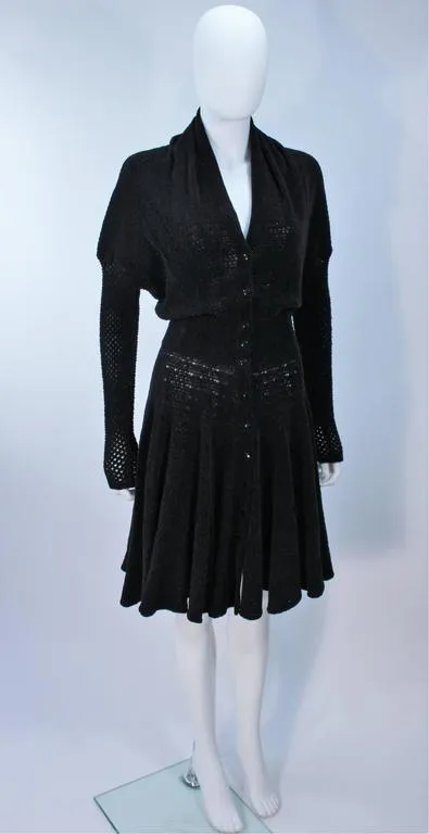 ALAÏA Vintage Black Fuzzy Stretch Dress Size XS