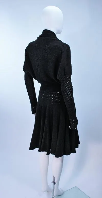 ALAÏA Vintage Black Fuzzy Stretch Dress Size XS