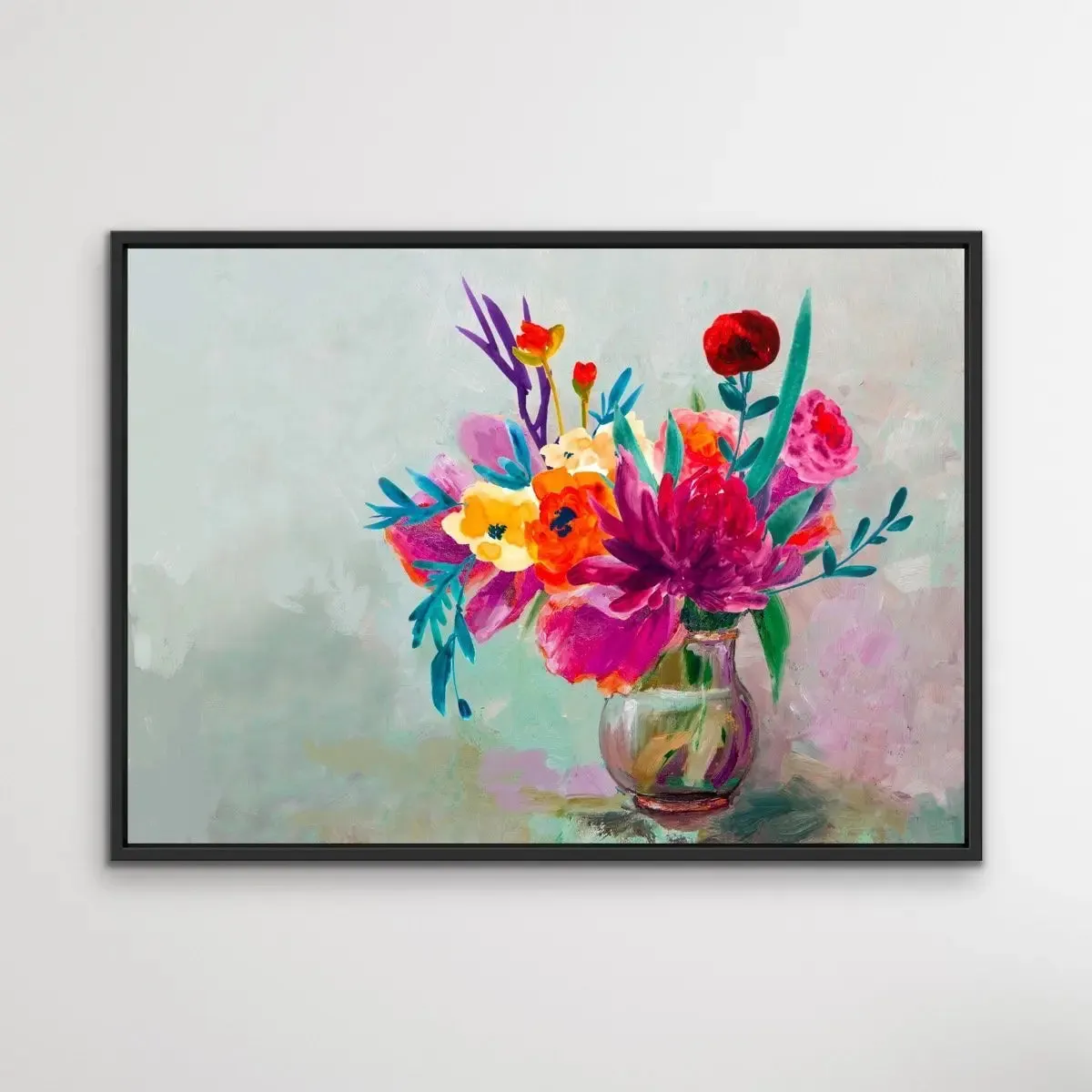 All For You - Bright Colourful Still Life Art Print With Bouquet Of Flowers