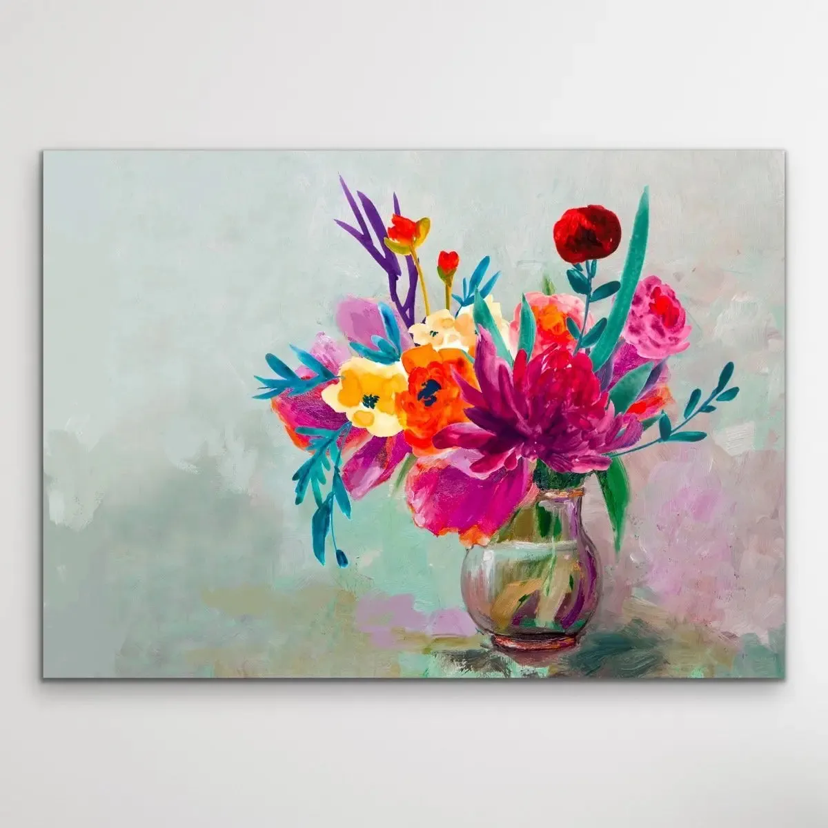 All For You - Bright Colourful Still Life Art Print With Bouquet Of Flowers