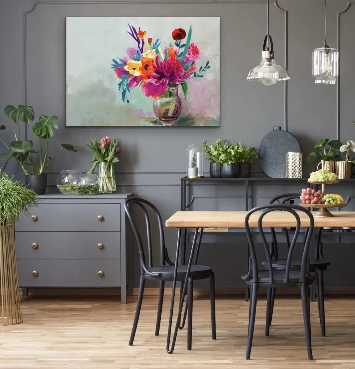 All For You - Bright Colourful Still Life Art Print With Bouquet Of Flowers