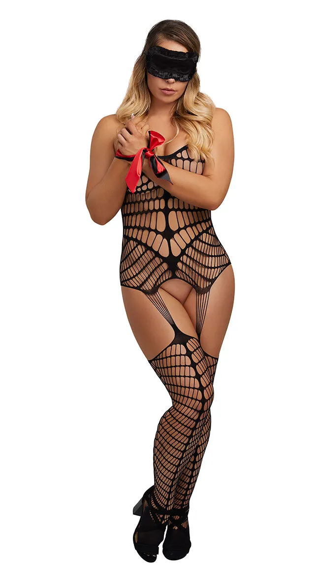 All Tied Up Large Net Bodystocking Set