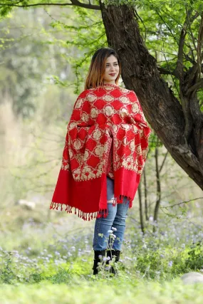 Amazing Red/Maroon Colour Stole With Graceful Dense Jaal Pattern Of Kashmiri Embroidery Makes It An Ideal Wear.