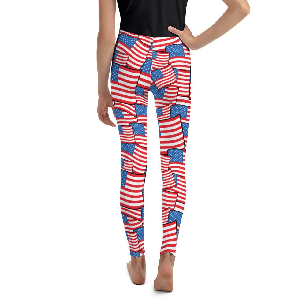 American Flag Pattern Youth Leggings