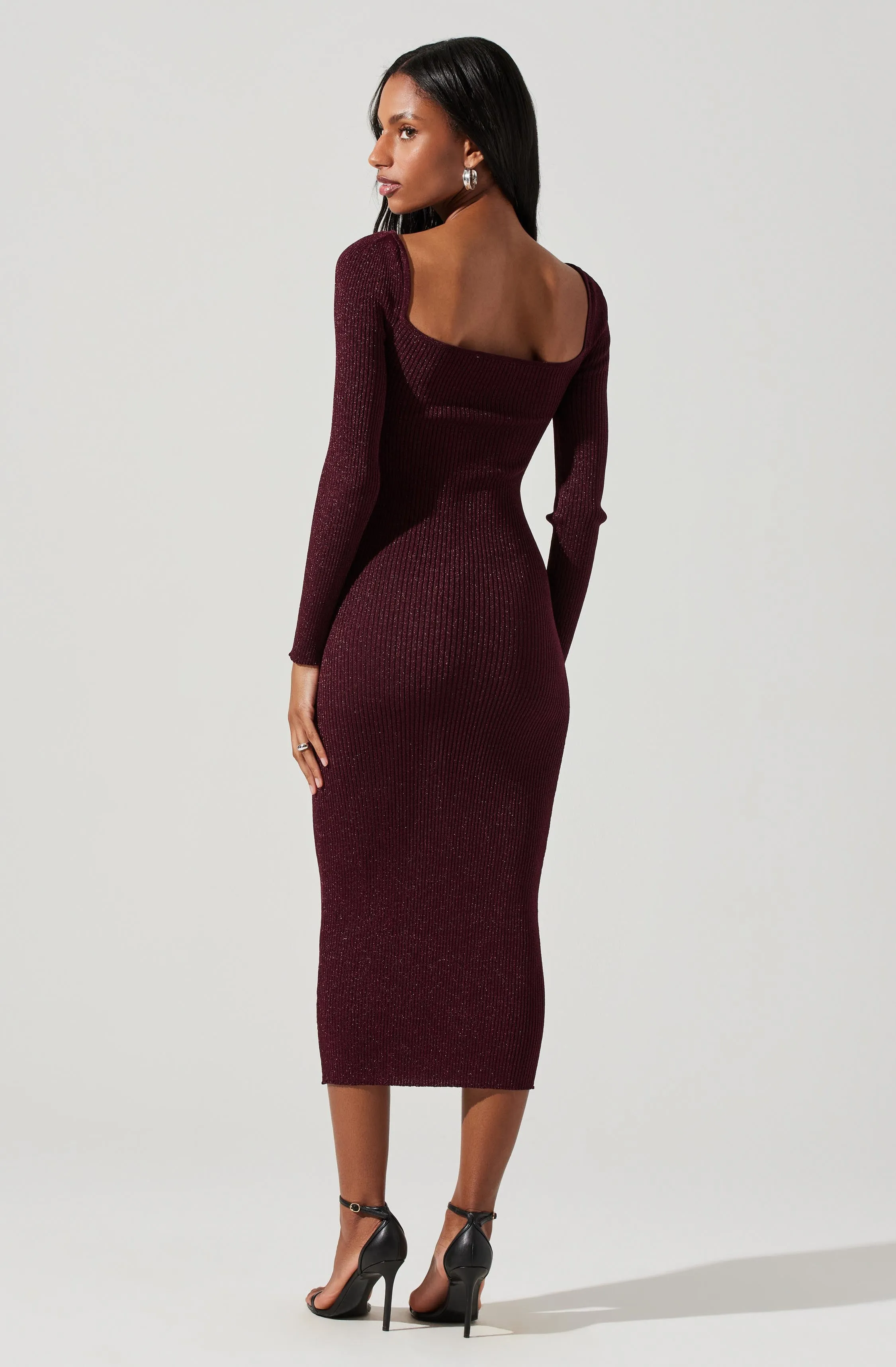 Anastasia Metallic Cutout Midi Sweater Dress