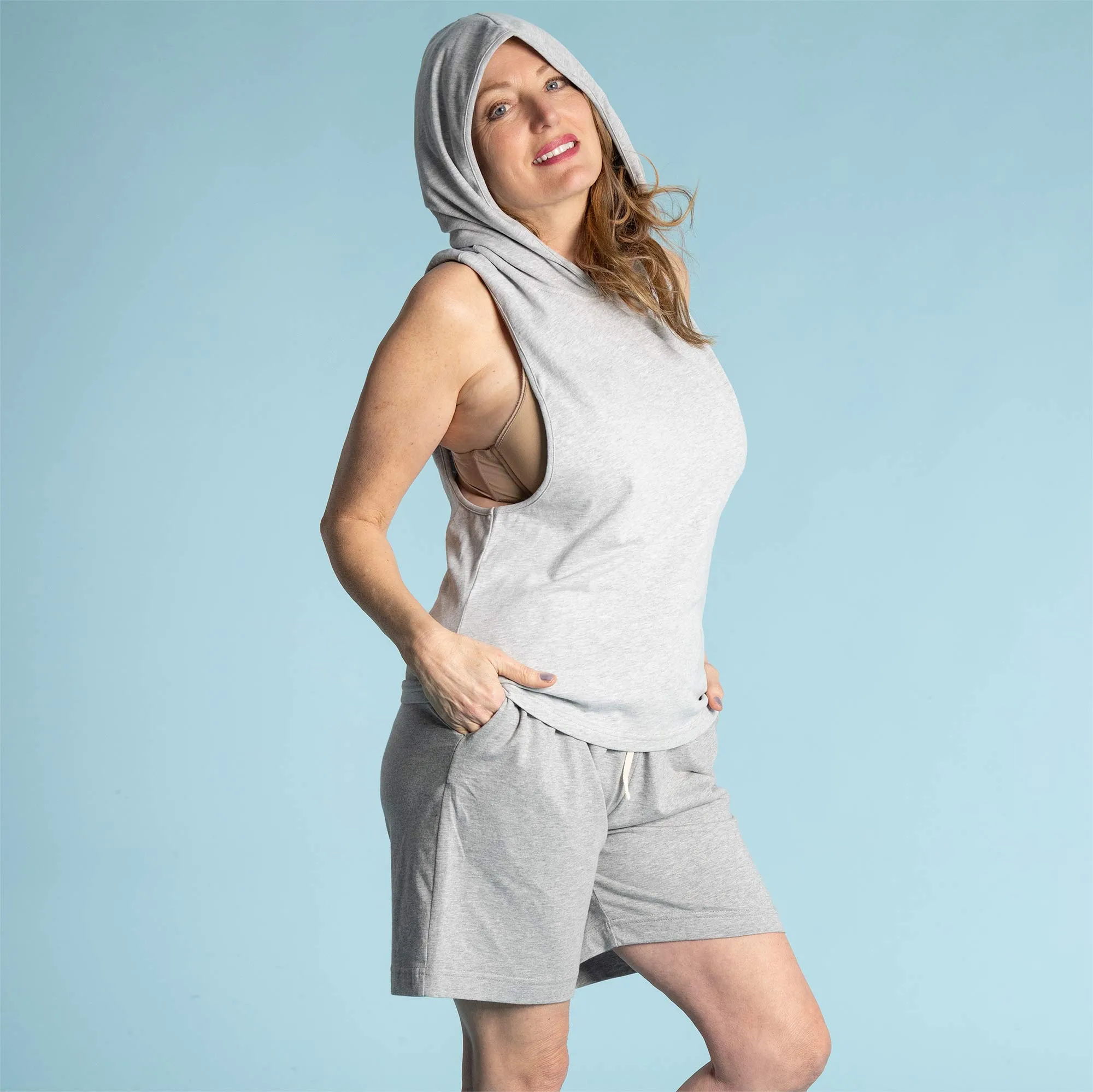 ANDRE 100% Organic Prima Cotton Hoodie Tank Top (OC Thread Option, 100% Biodegradable))