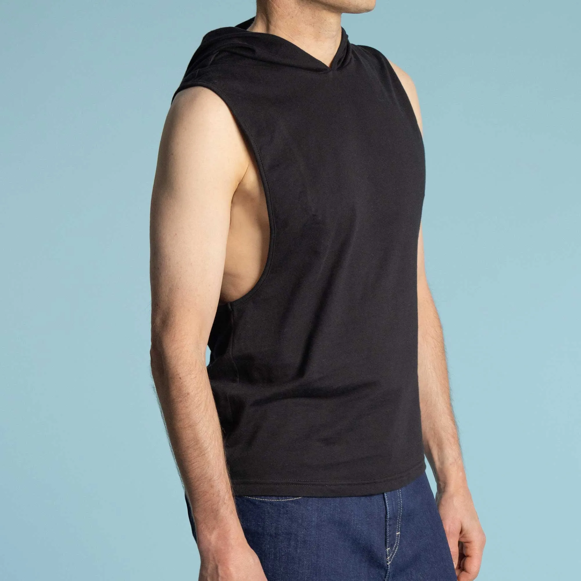 ANDRE 100% Organic Prima Cotton Hoodie Tank Top (OC Thread Option, 100% Biodegradable))