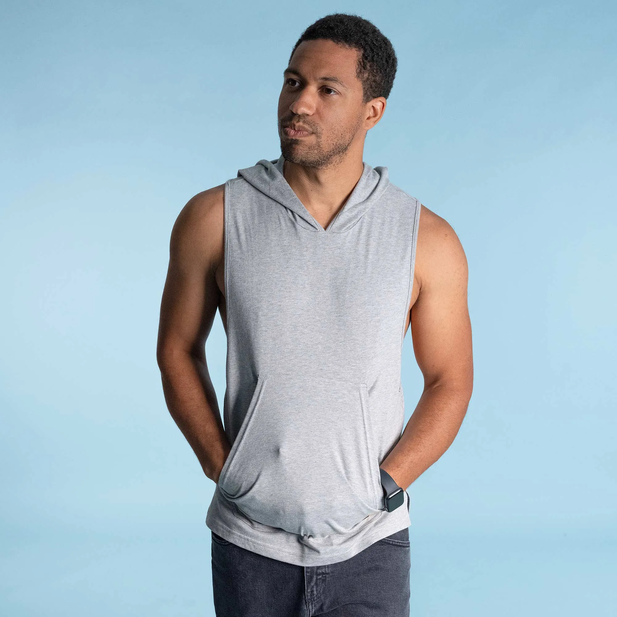 ANDRE 100% Organic Prima Cotton Hoodie Tank Top (OC Thread Option, 100% Biodegradable))