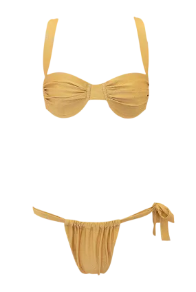 Anna Gold Ruched Low Rise Bikini