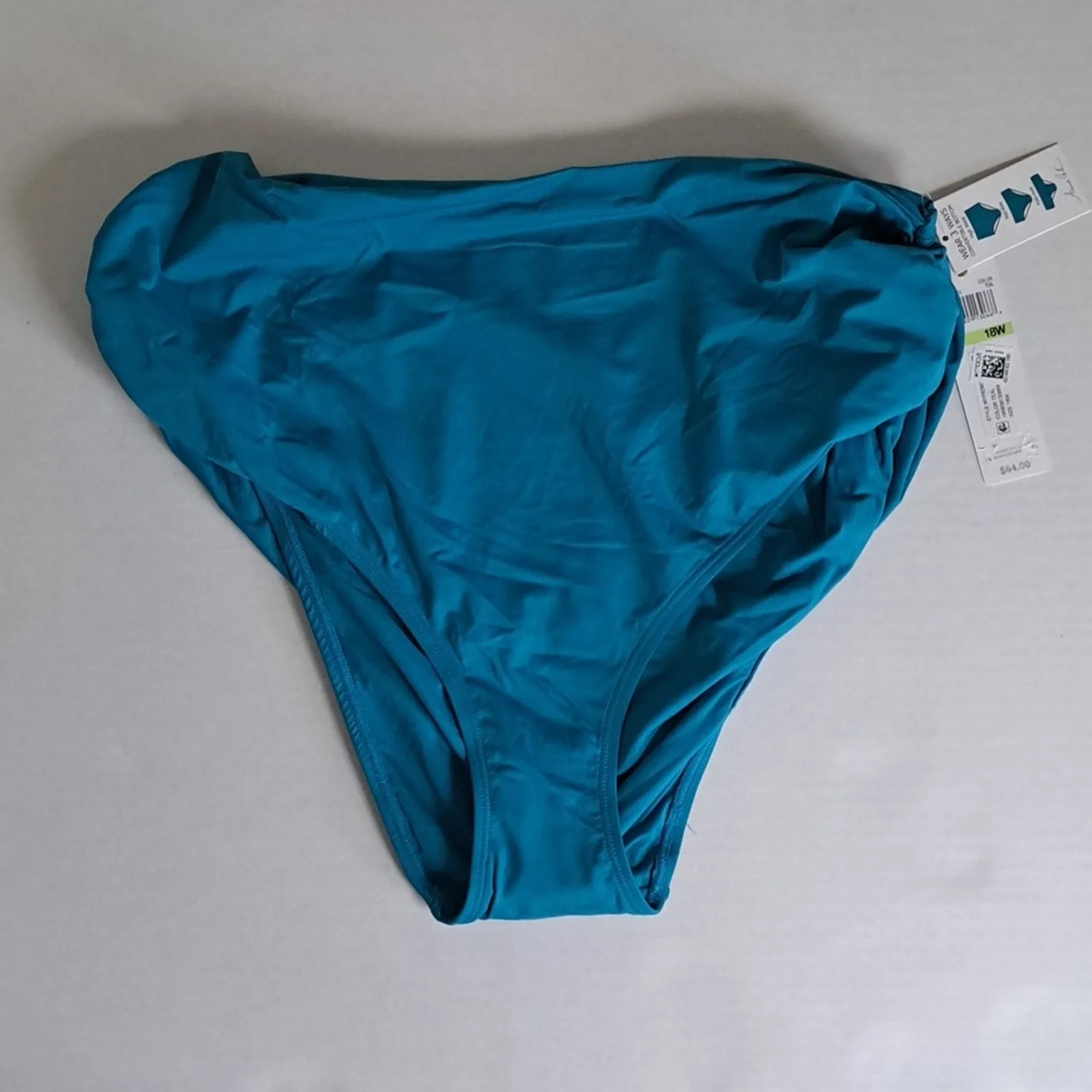 Anne Cole Convertible High Waist Shirred Swim Bottom Teal