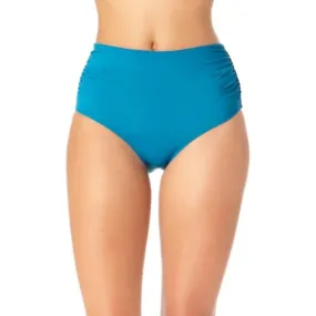 Anne Cole Convertible High Waist Shirred Swim Bottom Teal