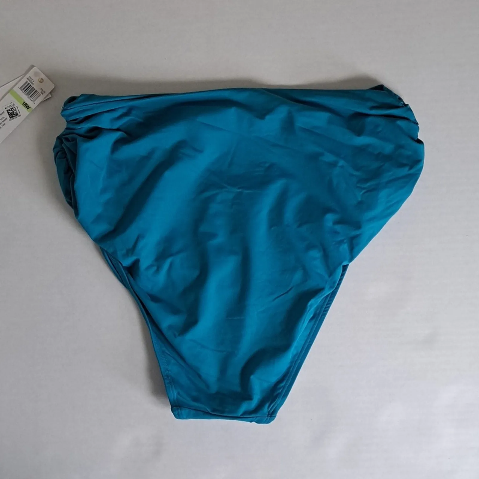 Anne Cole Convertible High Waist Shirred Swim Bottom Teal