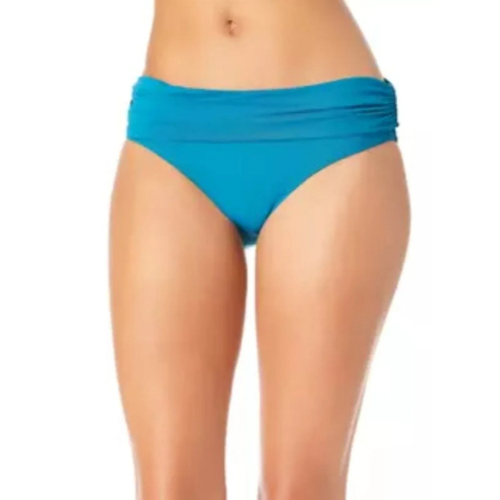 Anne Cole Convertible High Waist Shirred Swim Bottom Teal