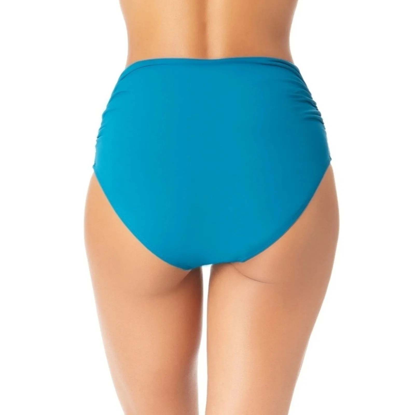 Anne Cole Convertible High Waist Shirred Swim Bottom Teal