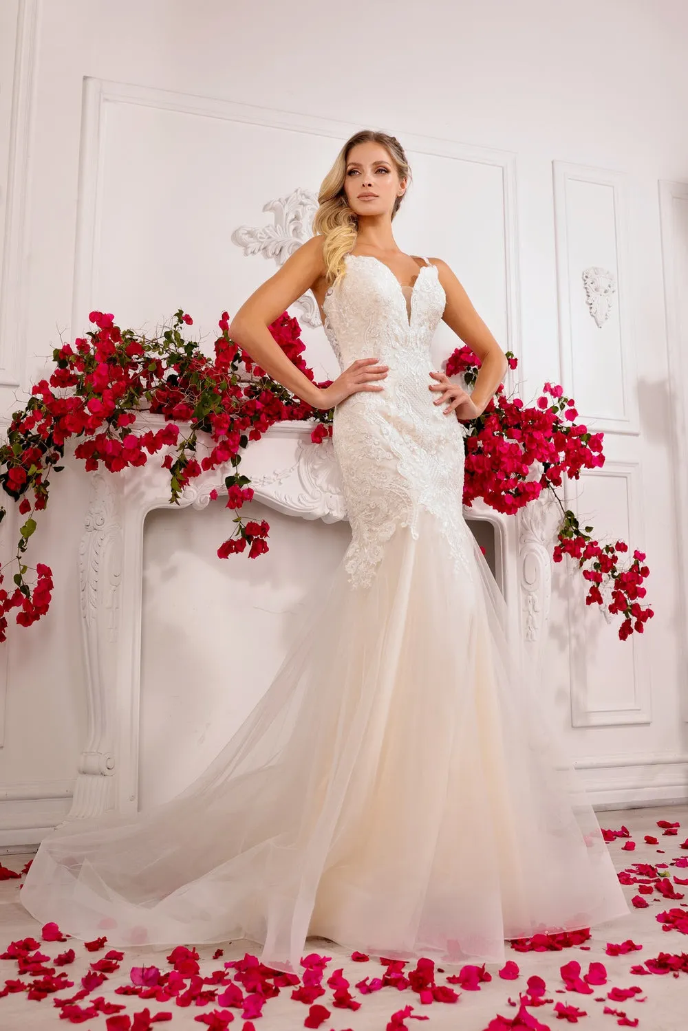 Applique Tulle Mermaid Bridal Gown by Abby Lane 97145