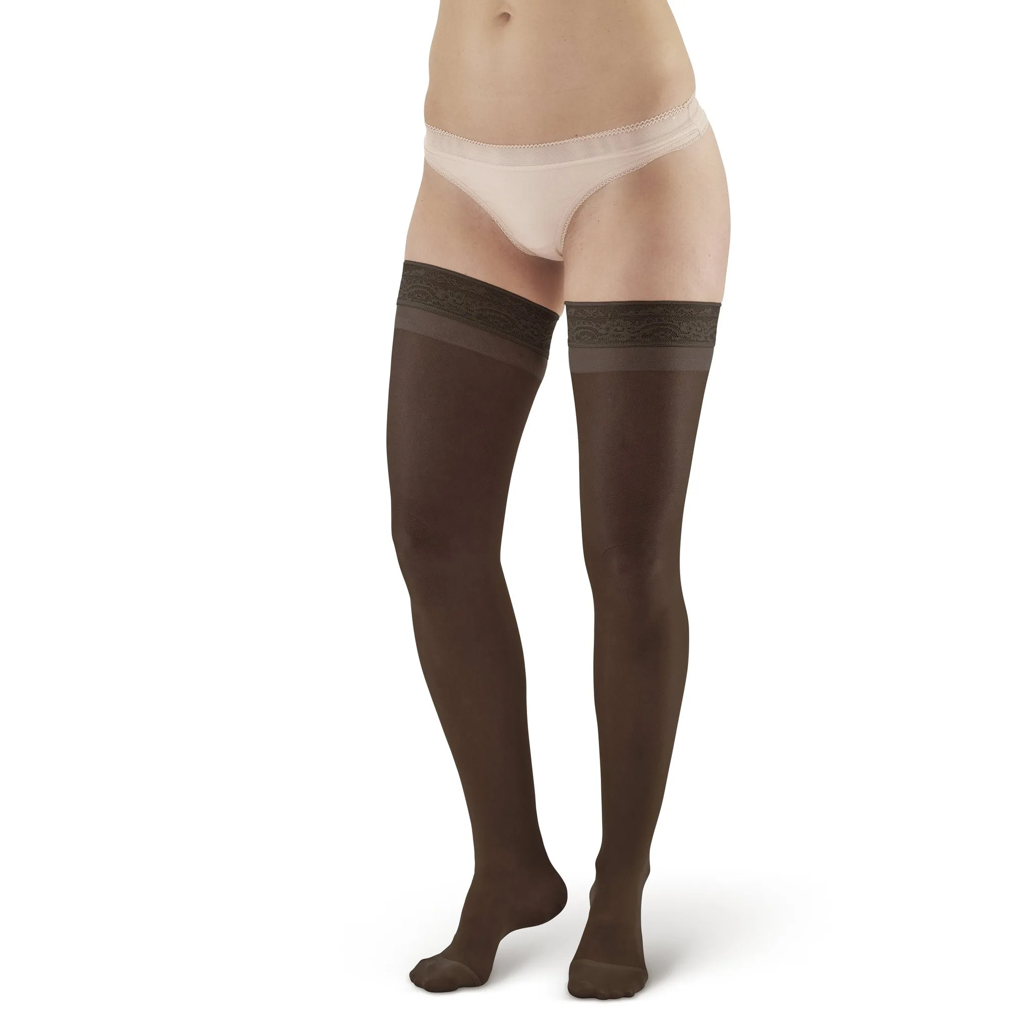 AW Style 8 Sheer Support Closed Toe Thigh Highs w/Top Band - 20-30 mmHg