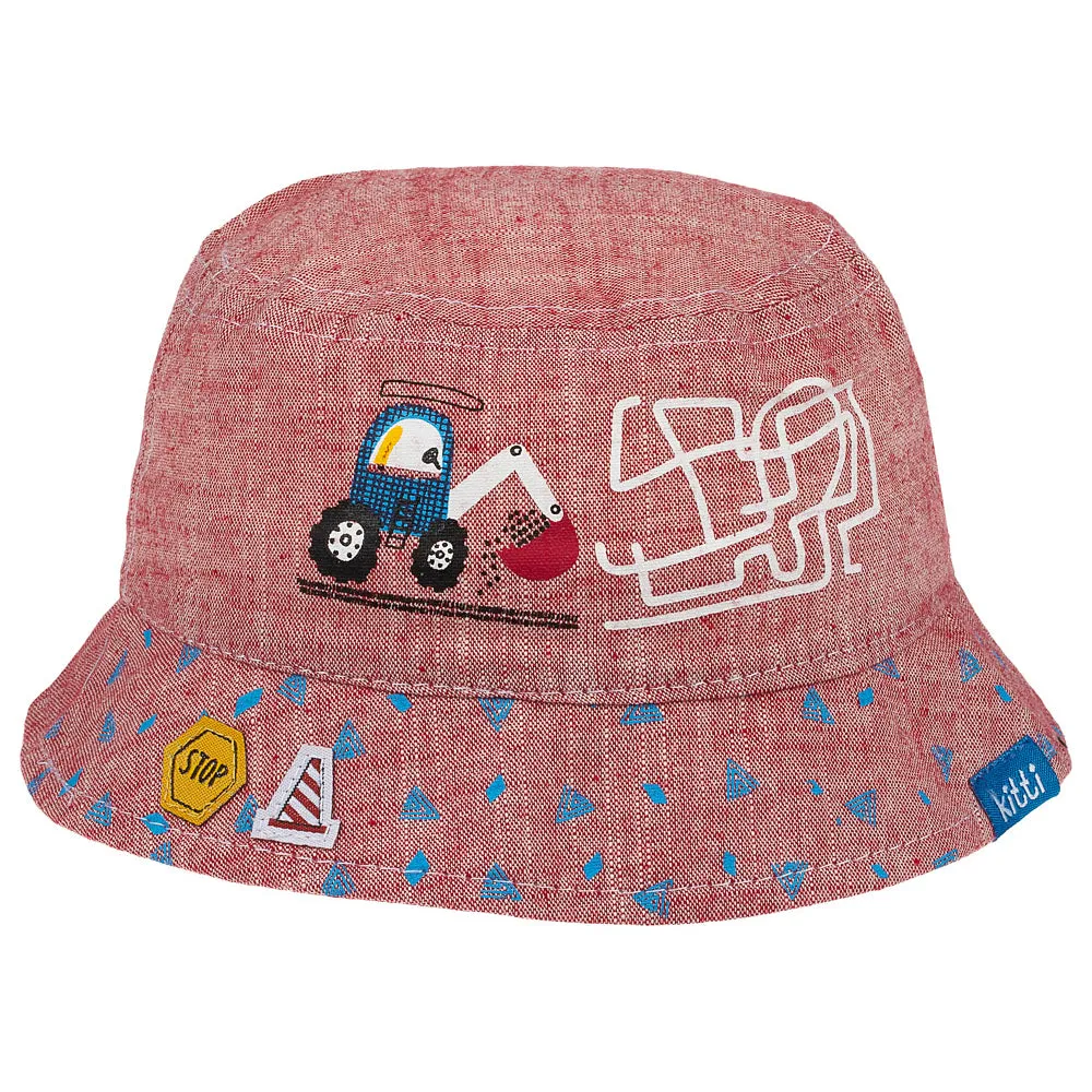 Backhoe Loader Embroidery - Infant Boy Bucket Hat  0-18 Months